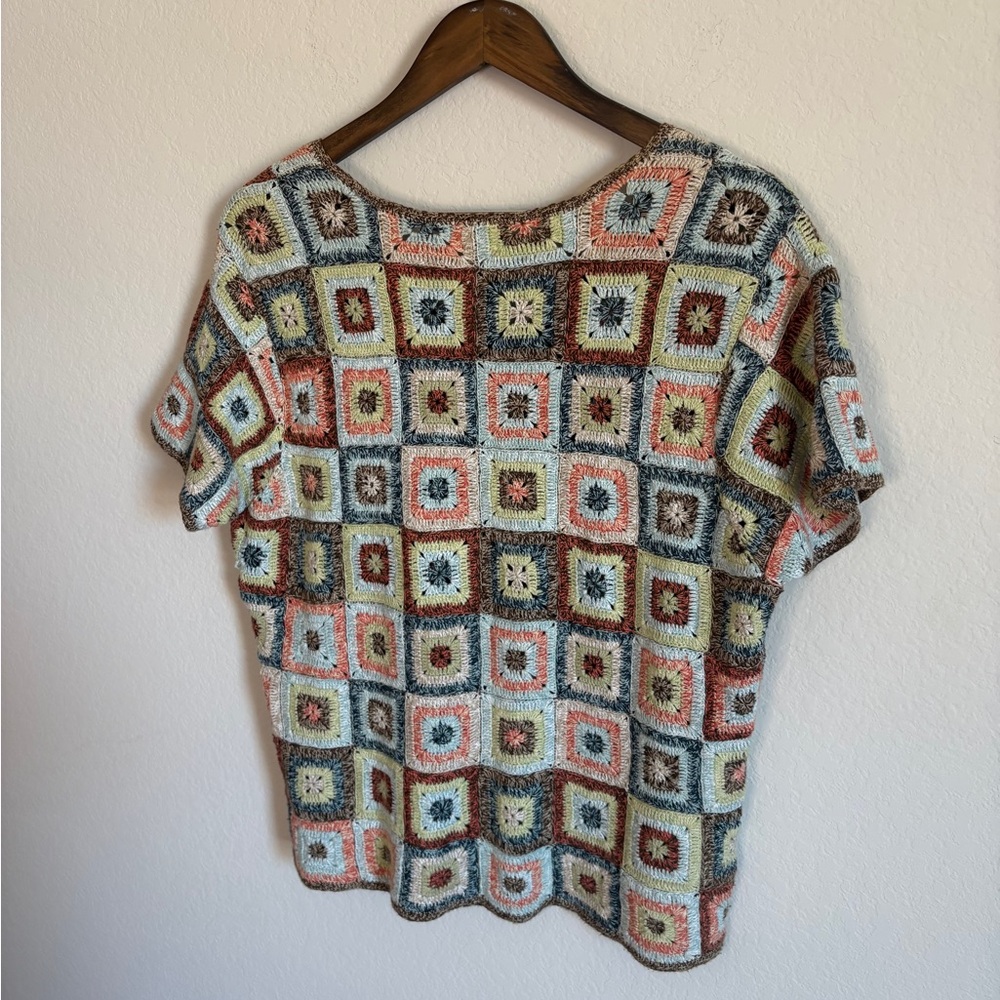 Vintage J. Jill Crochet Button-Up Top - Multicolor, Size Large - Picture 6 of 7